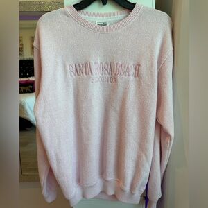 Coastal Embroidered Crewneck Sweater - Light Pink